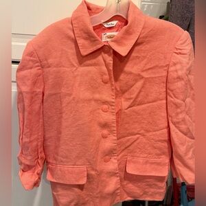 Talbots Coral Button-Up Blazer size 10 7:22 linen blend
